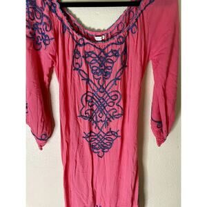 Poupette St.‎ Barth | Tropical Embroidered Pink Dress | Women's | Size: SM/MED